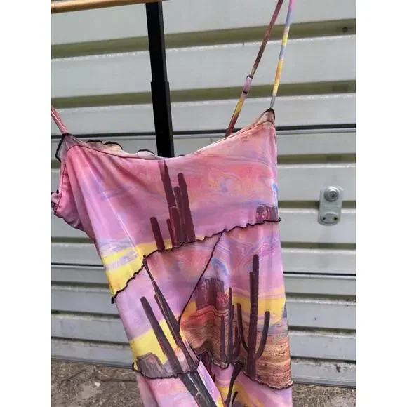 Urban Outfitters Women's Size S Desert Cactus Pink Sundress - Picture 4 of 9